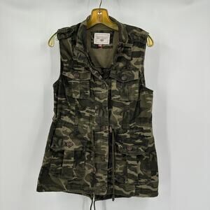 1 Sunset Lane Women Camo Utility Vest Sz M Gorpcore Streetwear Festival Layering